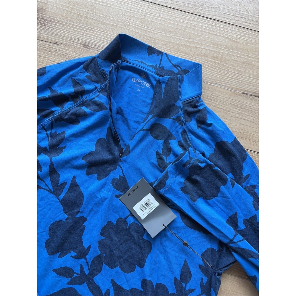 G/Fore G4 Luxe 1/4 Zip Mens Sz M Racer floral Golf pullover NEW NWT $155